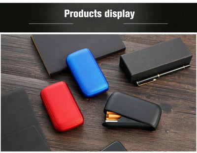 Leather Cigarette Case with USB Tungsten Electronic Lighter Cigarette Case Men's Exquisite Gift Cigarette Tool