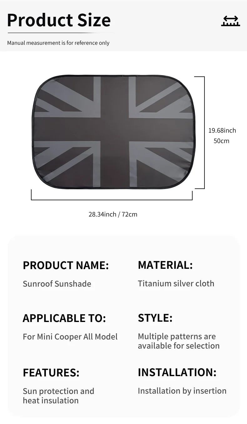 Car Sunroof Sunshade Cover For Mini Cooper F56 F60 F55 R56 R60 F65 F66 Sunscreen Protector UV Heat Isolate Foldable Accessories