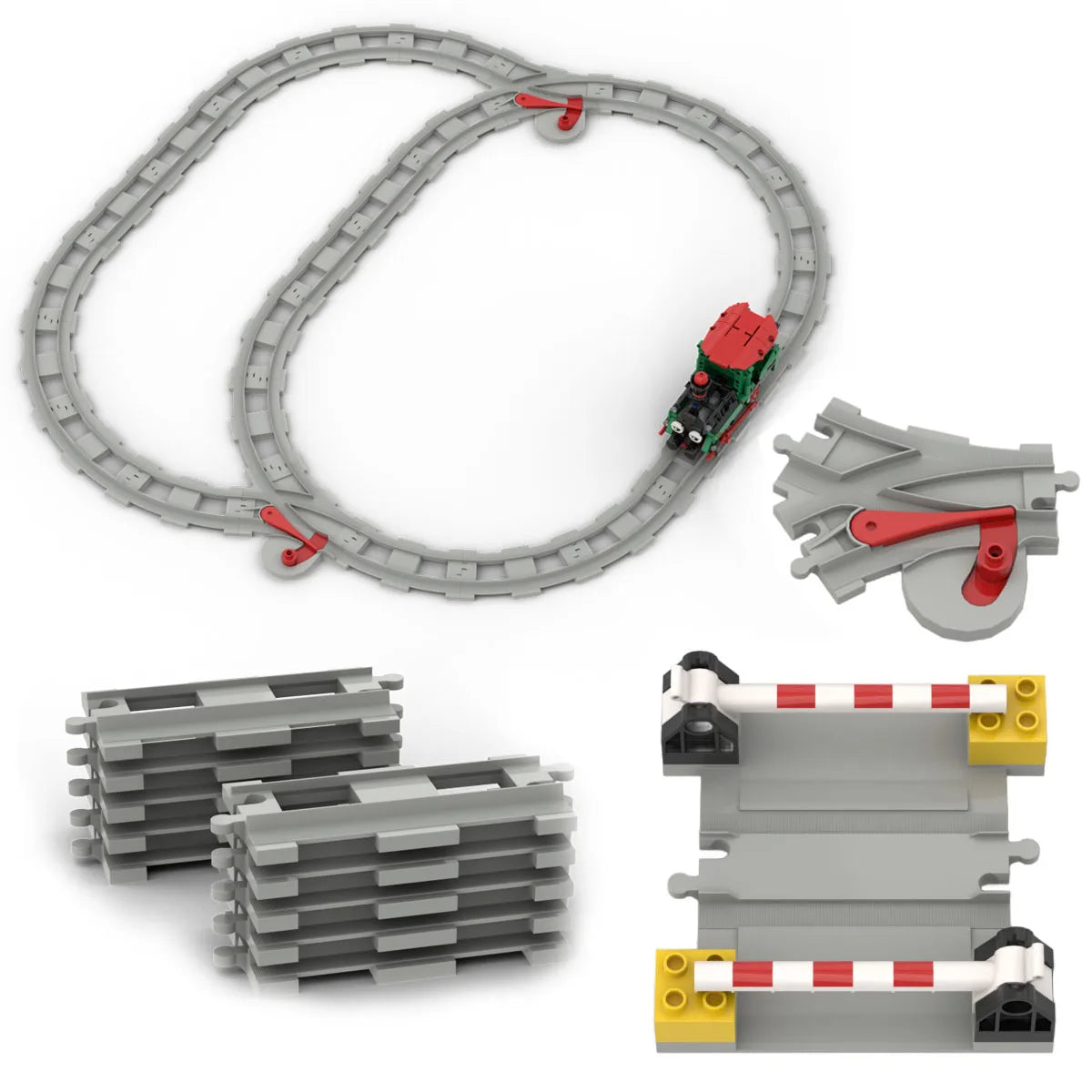 Building Block Light Gray Railroad Track Compatible Duplo Trains Parts kit Platform Curved Track Toy Set