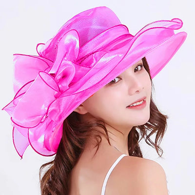 Flower Lady Hat Summer Organza Wide Brim Sunscreen Kentucky Derby Hats For Women