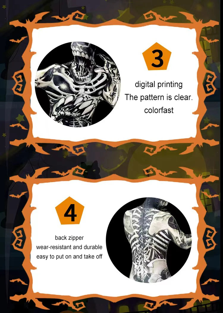Halloween Kids Zombie Jumpsuit Costume Outfit for Children's Ghost Festival & Stage Performance Spooky Party Dress