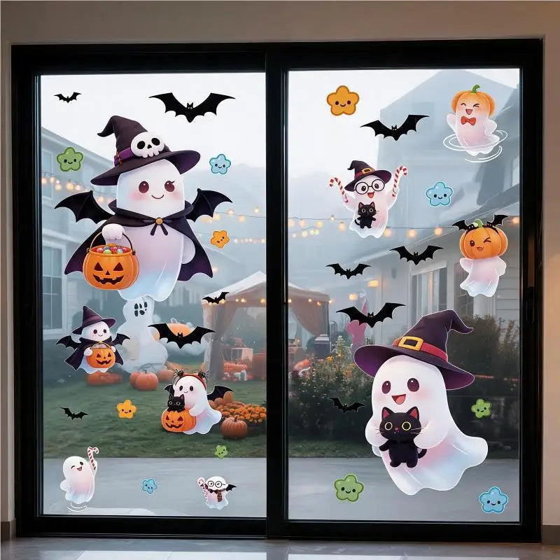 Halloween Window Clings With Ghost Pumpkin Bat Patterns Easy Peel For Home