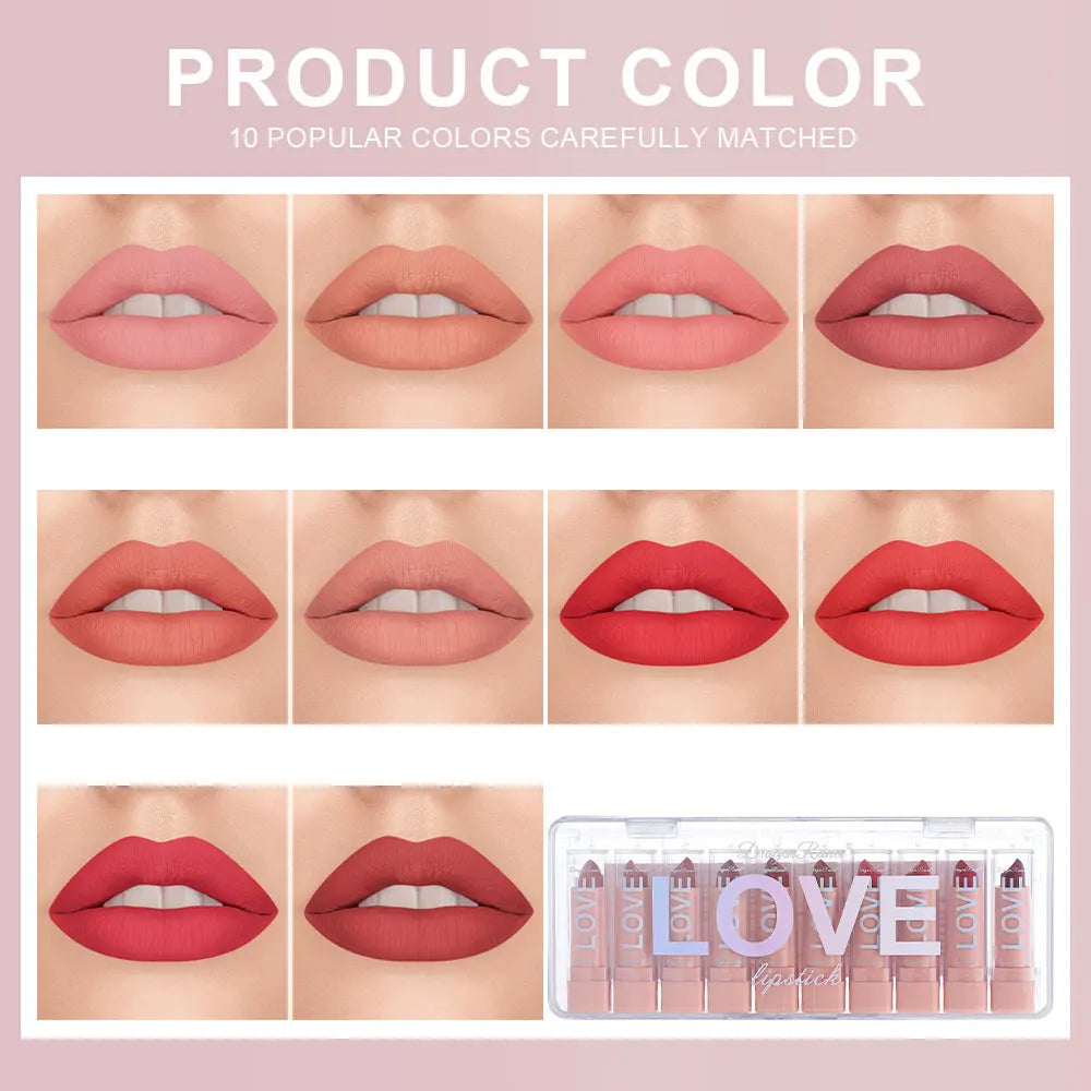 Lipstick Set for Autumn and Winter, Matte Waterproof Lips, Non-Fading, Non-Stick Cup, Whitening and Complexion Lip Gloss