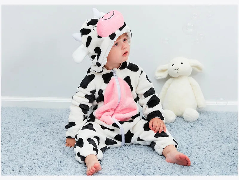 Baby Rompers Winter Costume Flannel for Girl Boy Toddler Infant Clothes Kids Overall Animals