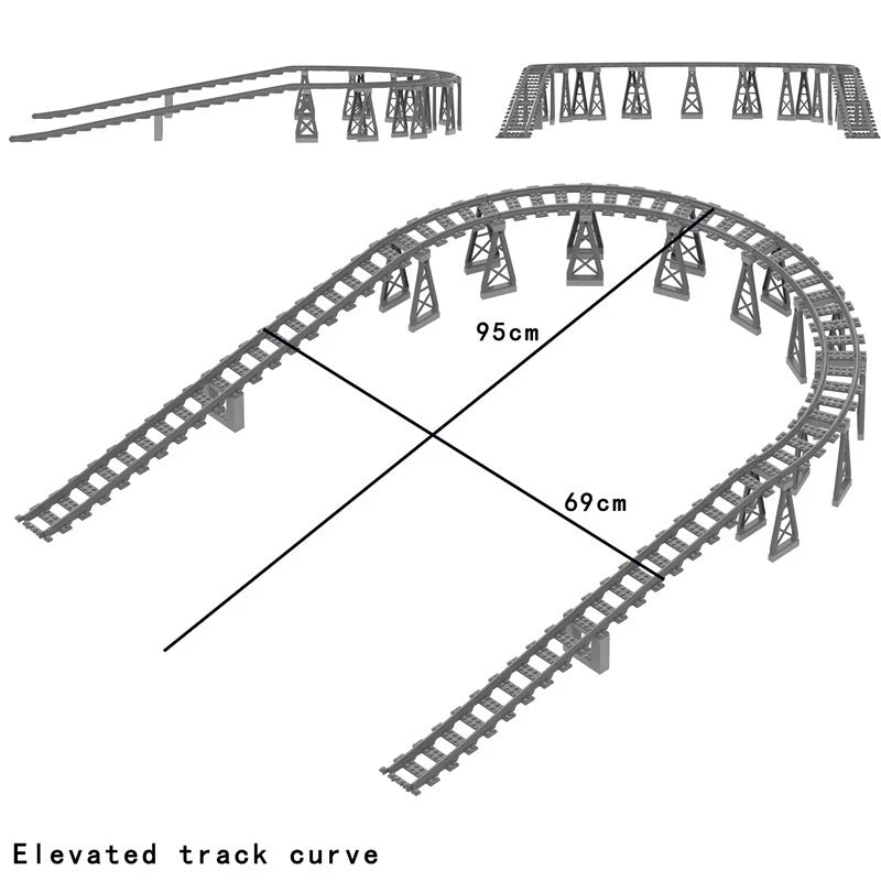 Model Set City Train Container Oil Tank Kits Mountain Railway Track Traffic Lights Leduo Block