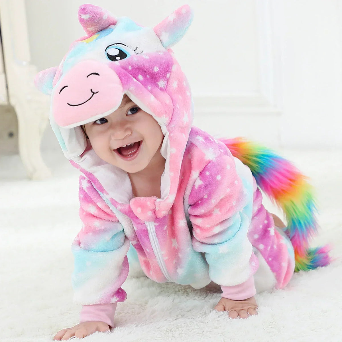 Baby Rompers Winter Costume Flannel for Girl Boy Toddler Infant Clothes Kids Overall Animals