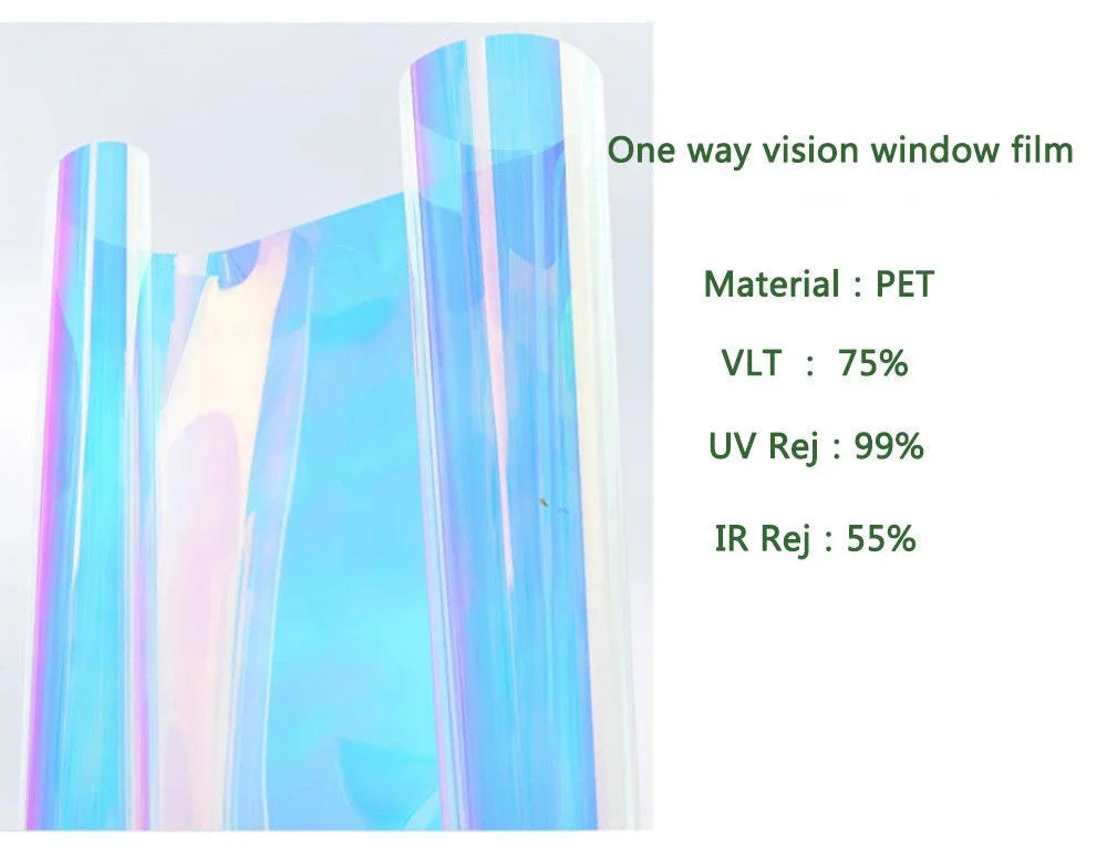 2/3/5M One Way Mirror Reflective Solar Window Film Rainbow Privacy Self-Adhesive Window Tint Heat Control Chameleon Glass Film