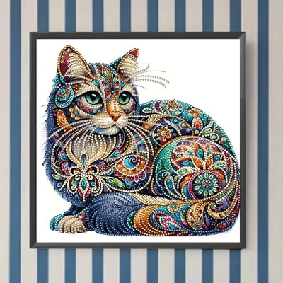 Cat Pattern Diamond Painting Kit, DIY 5D Special Shape Crystal Diamond Partial Diamond Painting Mosaic Making Craft Frameles