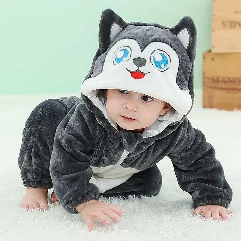 Baby Rompers Winter Costume Flannel for Girl Boy Toddler Infant Clothes Kids Overall Animals