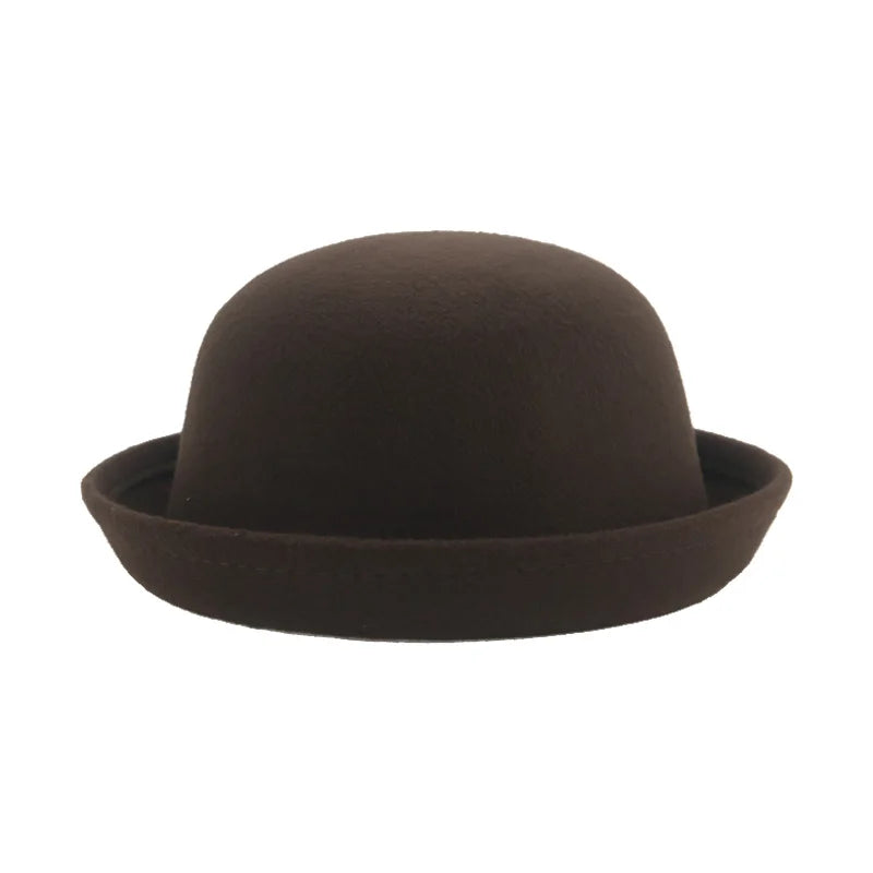 Fedoras Hats Boys Girls Small 52cm 54cm Felted Kids Hats Solid Camel Black Dress Formal Panama Women Hats
