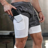 Men's Fitness Training Skinny Shorts Demon Print Summer 2 In 1 Quick Dry Gym Beach Jogging Shorts Outdoor Sportwear