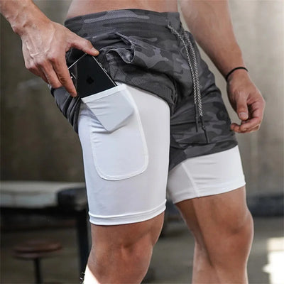 Men's Fitness Training Skinny Shorts Demon Print Summer 2 In 1 Quick Dry Gym Beach Jogging Shorts Outdoor Sportwear