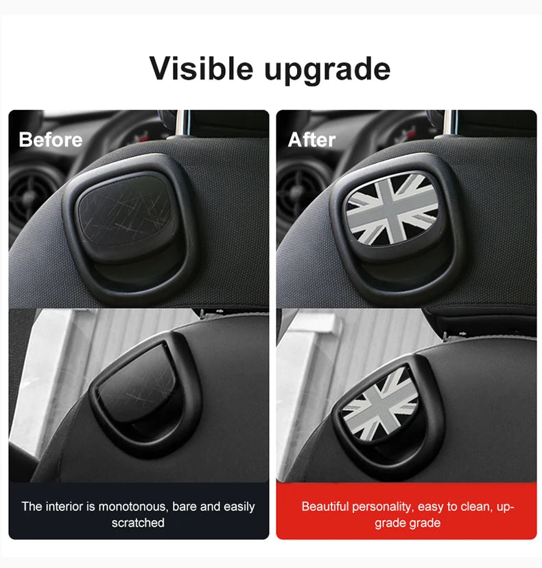 Car Rear Seat Back Handle Decal Cover Protective Sticker For Mini Cooper R56 R55 F56 F57 Interior Decorative Accessories