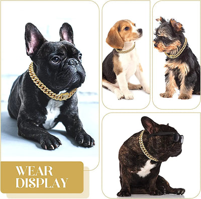 Luxury Gold Dog Chain Collar Cuban Chain Link Choke Collar for Small Medium Large Dogs