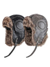 Hat Men Women's Pilot Aviator Bomber Trapper Hat Faux Fur Leather Snow Cap with Ear Flaps Pilot Winter Bomber Hat