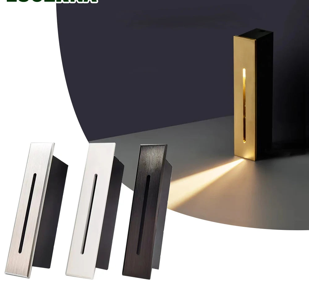 LED Stair Step Ligth 3W Recessed Staircase Wall Light 110V 220V Indoor Corner Wall Lamp Hotel Home Corridor Foyer Night Light