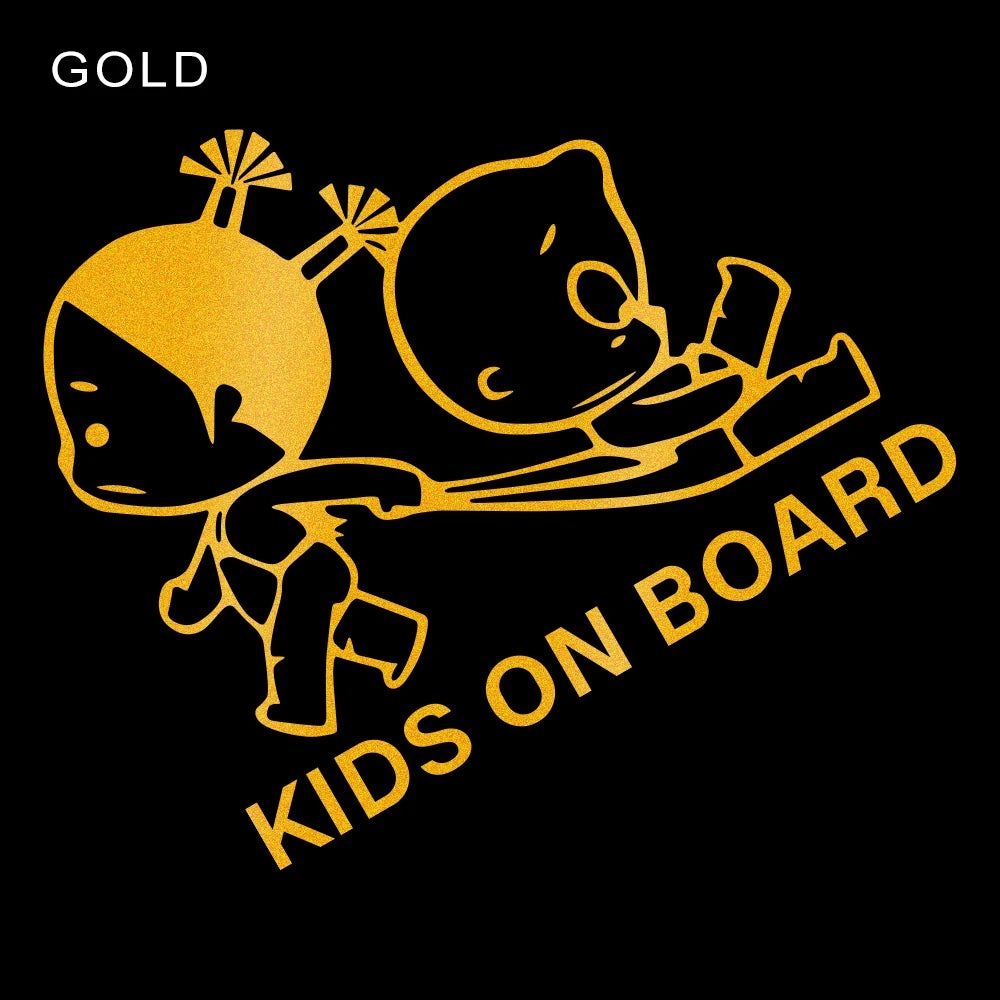 Reflective Kids On Board Safety Warning Sign Car Body Window Windshield Creative Vinyl Decal Sticker Decoration Auto Accessories