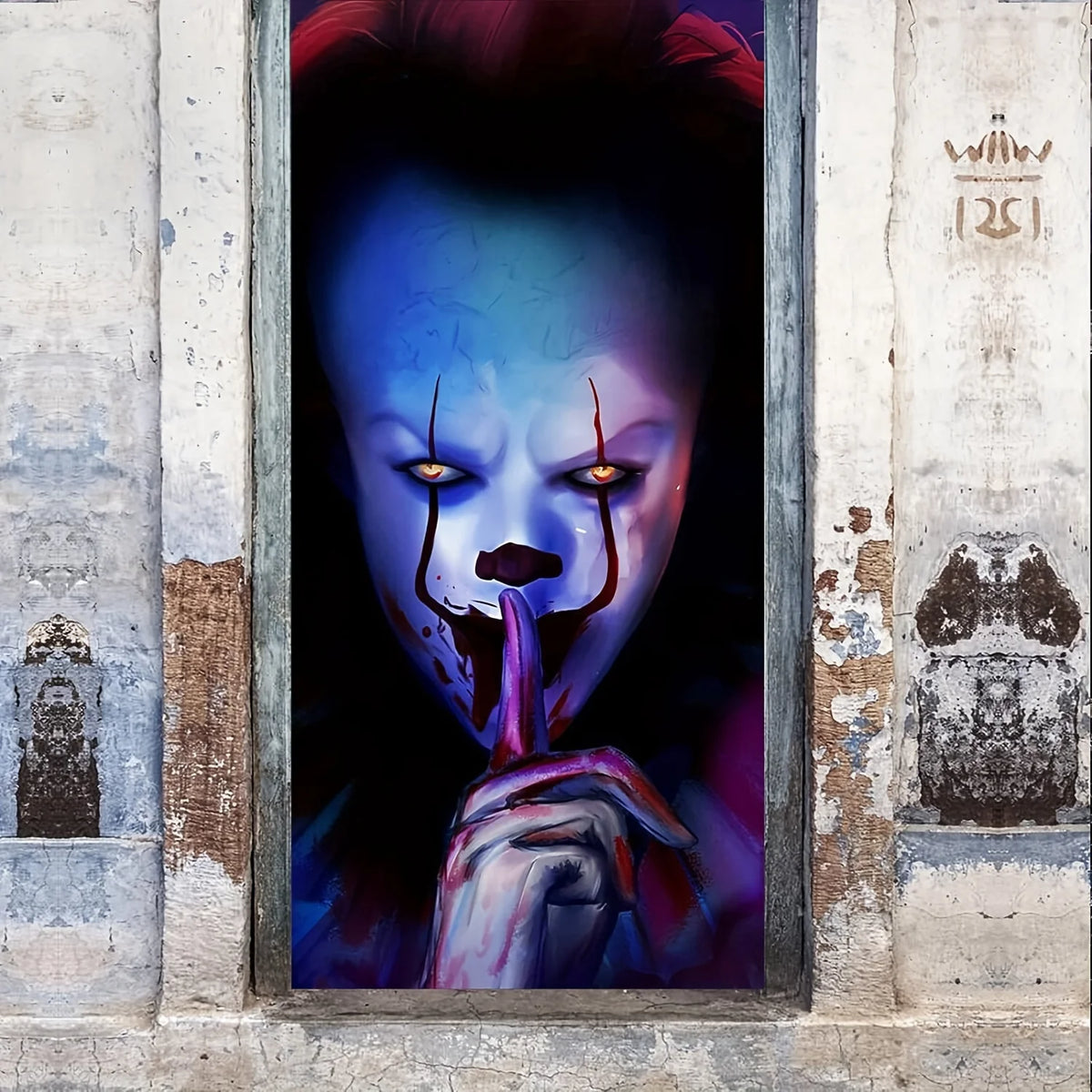 Halloween banner is decorated, served as a prank or treated to a creepy creepy IT themed background