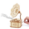 3D Wooden Gramophone Music Box Puzzles Construction Models Set Toys DIY Assembling Machnical Christmas Gift