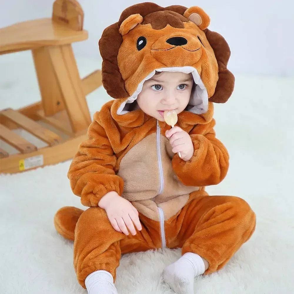 Baby Rompers Winter Costume Flannel for Girl Boy Toddler Infant Clothes Kids Overall Animals