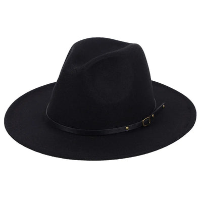 Patchwork Fedora Hat for Women Winter Hat with Belt Buckle Men's Hat Wide Brim Classic Party Church Jazz Top Cap Chapeau Femme