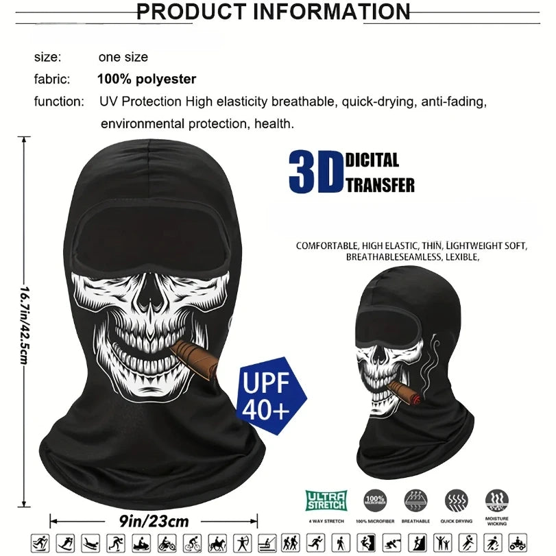 Face Mask Clown Ghost Skull Mask, Breathable Windproof, UV Sun Dust Protective Full Face Cover For Summer Sprin