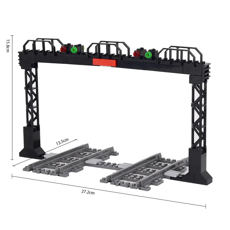Building Block Train Track Corridor Elevating Rod Pedestrian Crossing Assembly Children's Toy Birthday Gift