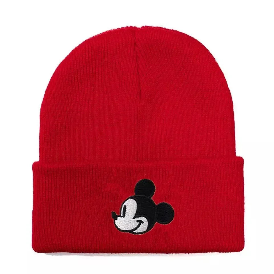 Mickey Beanie Hat Women Men Knitted Warm Winter Hats For Women Men Solid Hip-hop Casual Cuffed Beanies Bonnet