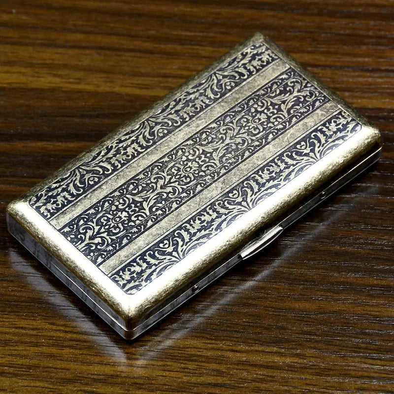 New 1 Retro Antiqued Bronze Cigarette Case 20pcs Capacity Cigarette Box Metal Cigarette Bag Outdoor Cigarette Storage