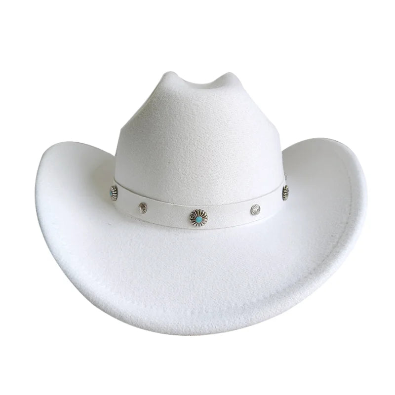 Cowboy Hat Fashion Chic Unisex Solid Color Jazz Hat With Bull Shaped Decor Western Cowboy Hats