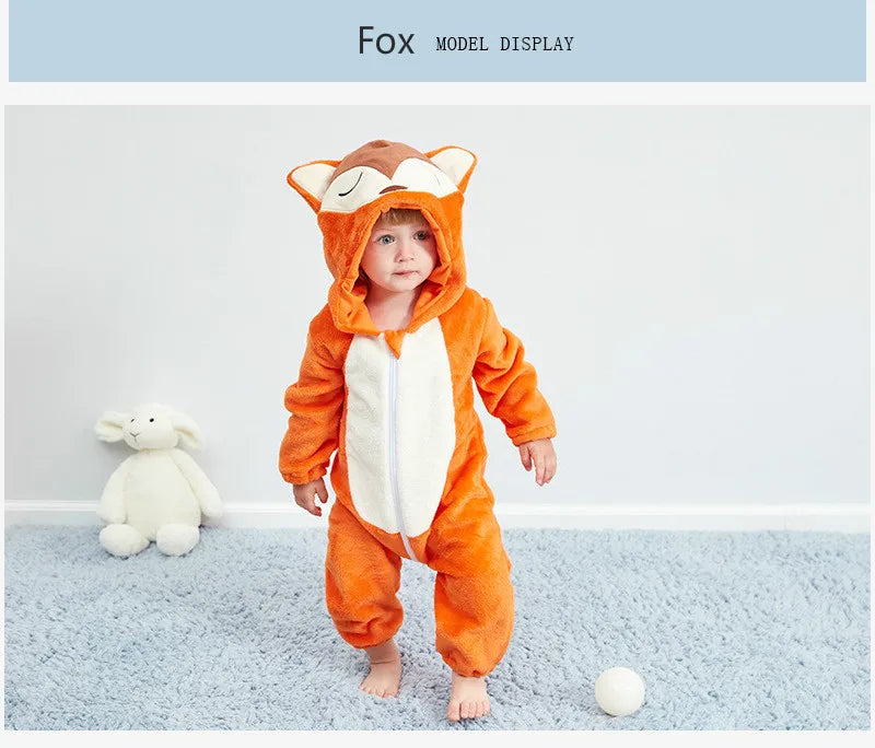 Baby Rompers Winter Costume Flannel for Girl Boy Toddler Infant Clothes Kids Overall Animals