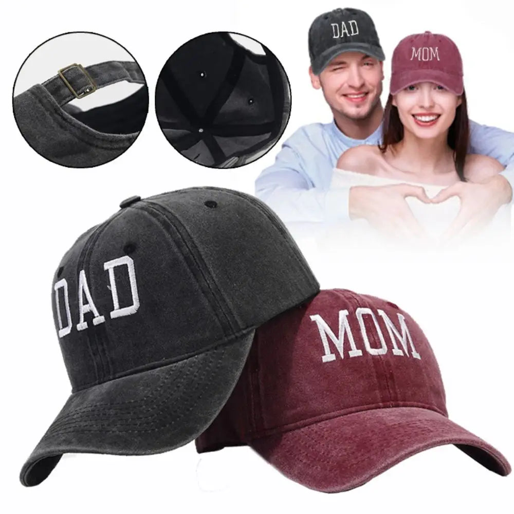 DAD MOM Embroidery Baseball Caps Vintage Adjustable Distressed Faded Cap Hiphop Baseball Hats
