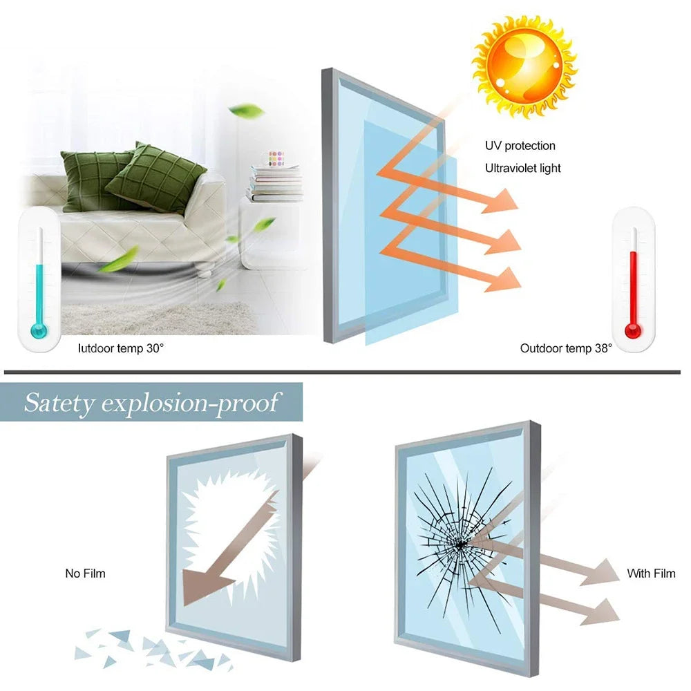 2/3/5M One Way Mirror Reflective Solar Window Film Rainbow Privacy Self-Adhesive Window Tint Heat Control Chameleon Glass Film