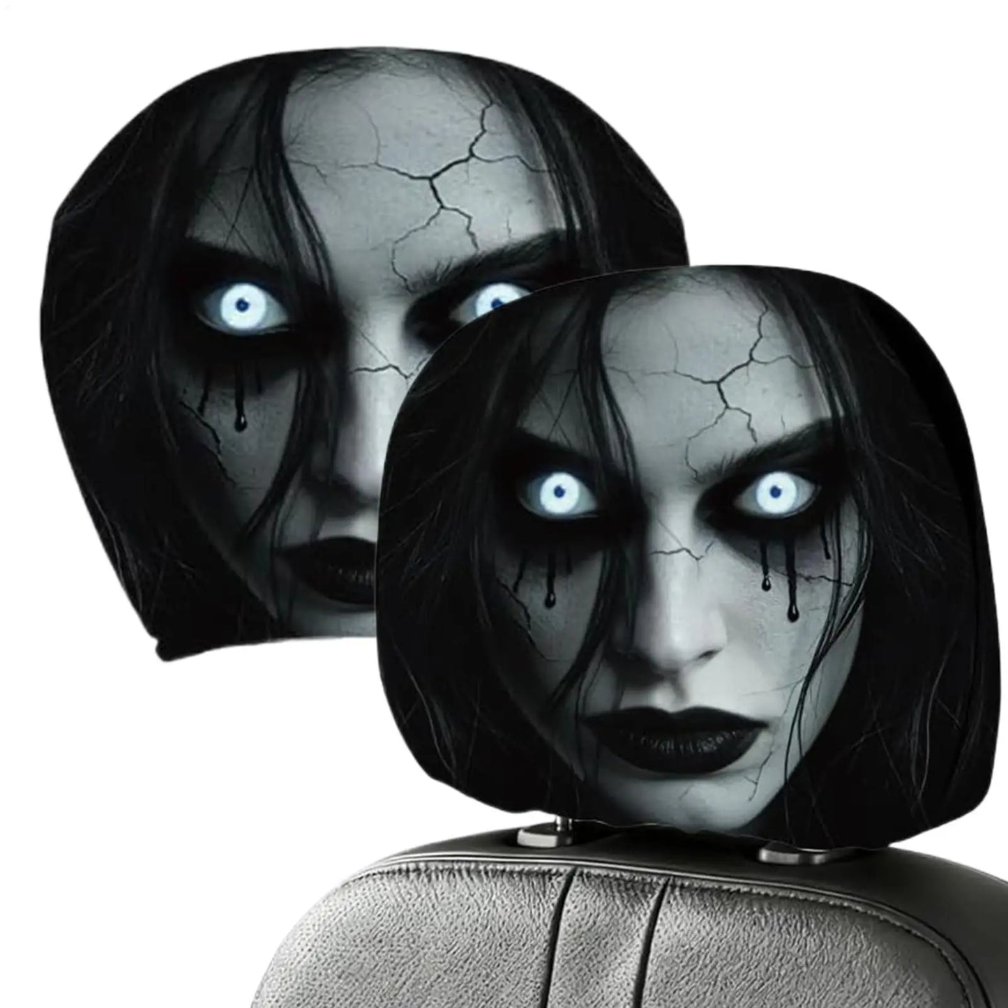Scary Headrest Cover Halloween Decoration Accessories Hilarious Car Headrest Protector for Men Women Family Friends