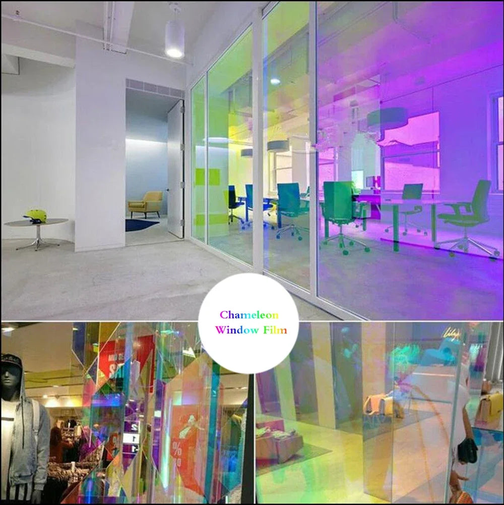 2/3/5M One Way Mirror Reflective Solar Window Film Rainbow Privacy Self-Adhesive Window Tint Heat Control Chameleon Glass Film