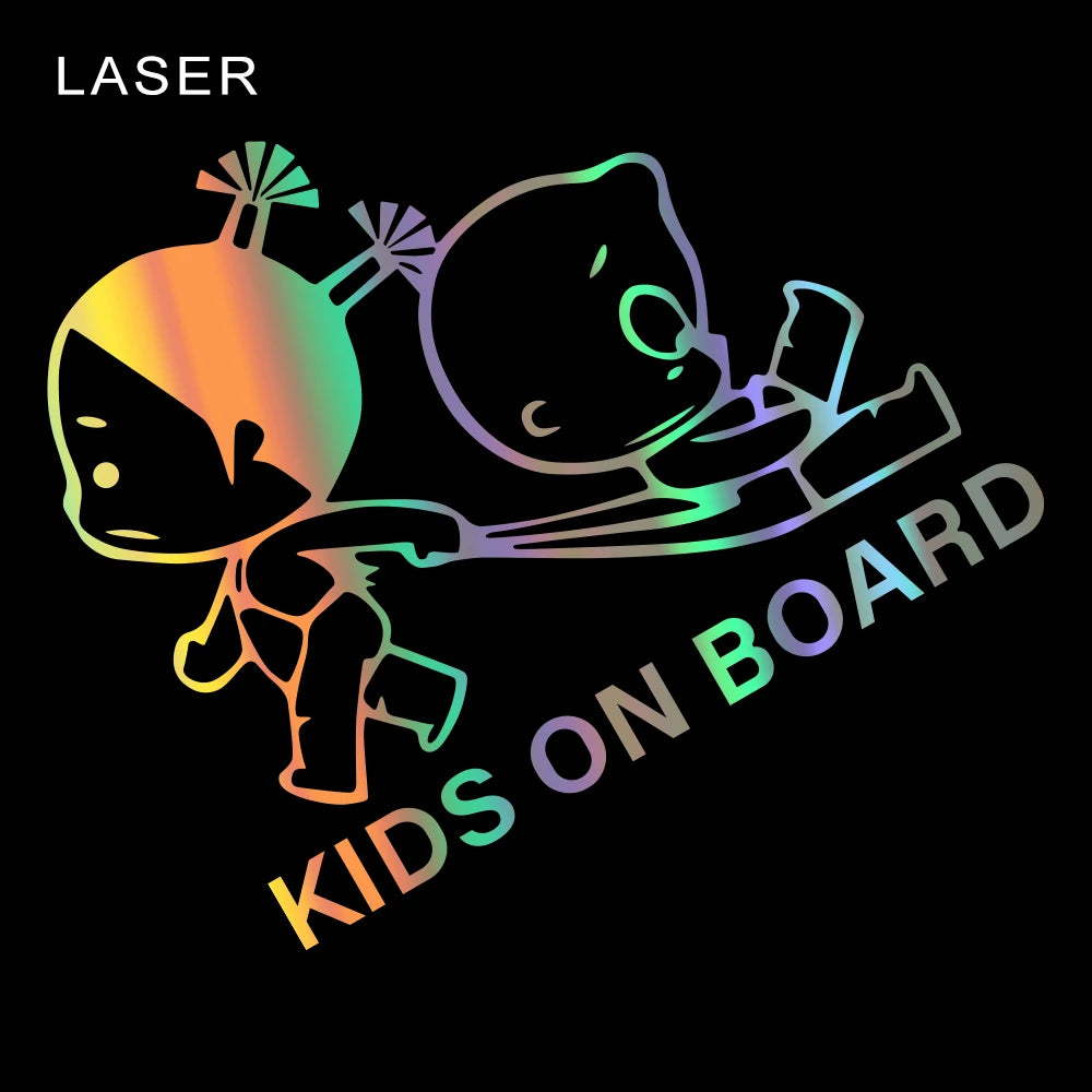 Reflective Kids On Board Safety Warning Sign Car Body Window Windshield Creative Vinyl Decal Sticker Decoration Auto Accessories
