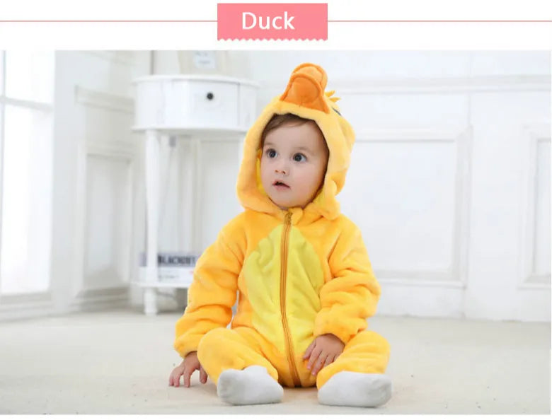 Baby Rompers Winter Costume Flannel for Girl Boy Toddler Infant Clothes Kids Overall Animals