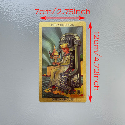 Golden Foil Tarot Deck Prophecy Cards for Beginners with 2-Languages Guidebook 12x7cm Toro Taro