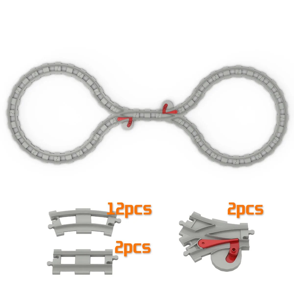 Building Block Light Gray Railroad Track Compatible Duplo Trains Parts kit Platform Curved Track Toy Set