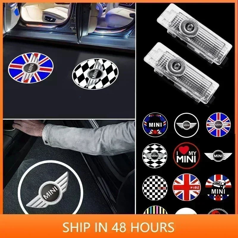 Car Door Welcome Lamps HD LED Laser Projectaor Lights 2PC For MINI Cooper One S JCW R56 R55 R53 F55 F56 R57 R60