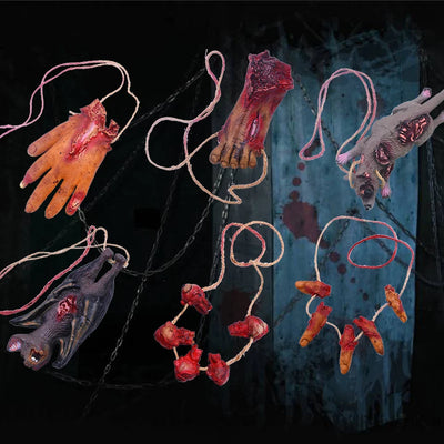 Halloween Horror Hanging Prop Fake Dead Mouse Bat Bloody Hand Feet Decor Prop Ornament