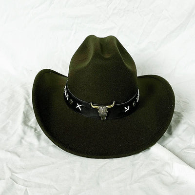 Vintage Western Cowboy Hat For Men's Gentleman Lady Jazz Cowgirl With Leather Wide Brim