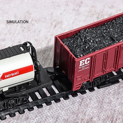 Railway Freight Train Toy Electric Christmas Train Track Set with Light Tracks Model Toys for Kids Gift Children