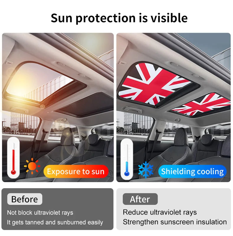 Car Sunroof Sunshade Cover For Mini Cooper F56 F60 F55 R56 R60 F65 F66 Sunscreen Protector UV Heat Isolate Foldable Accessories