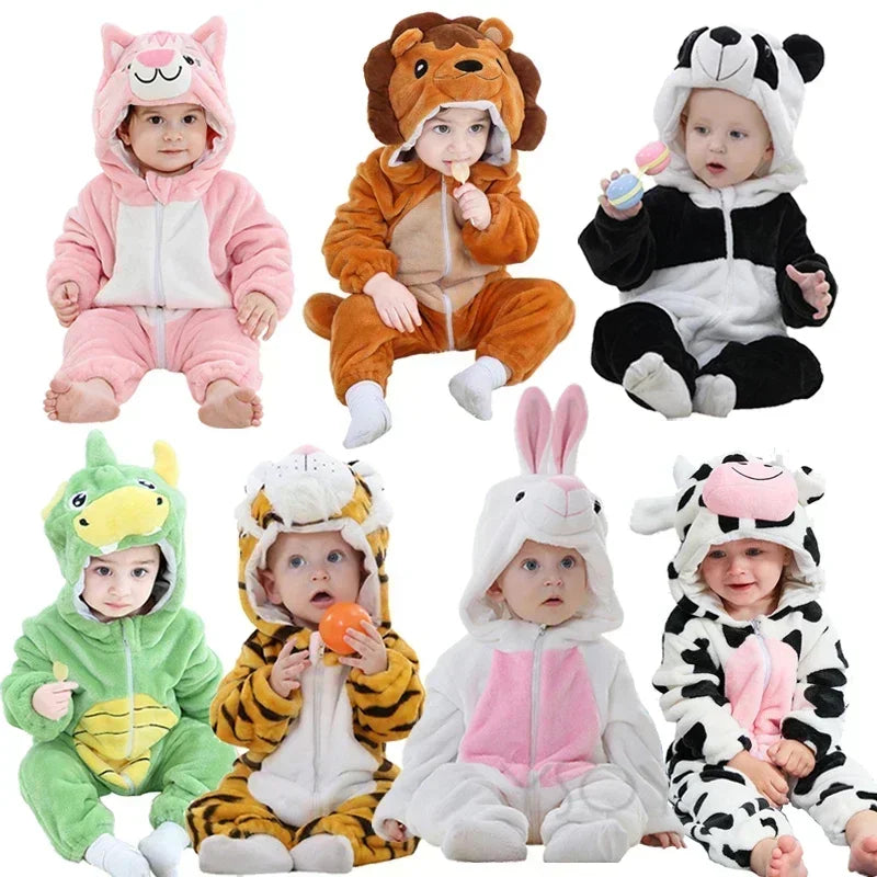 Baby Rompers Winter Costume Flannel for Girl Boy Toddler Infant Clothes Kids Overall Animals