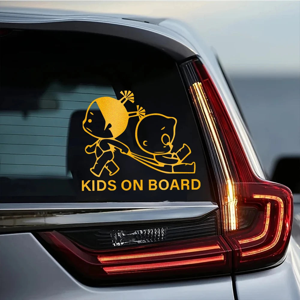 Reflective Kids On Board Safety Warning Sign Car Body Window Windshield Creative Vinyl Decal Sticker Decoration Auto Accessories