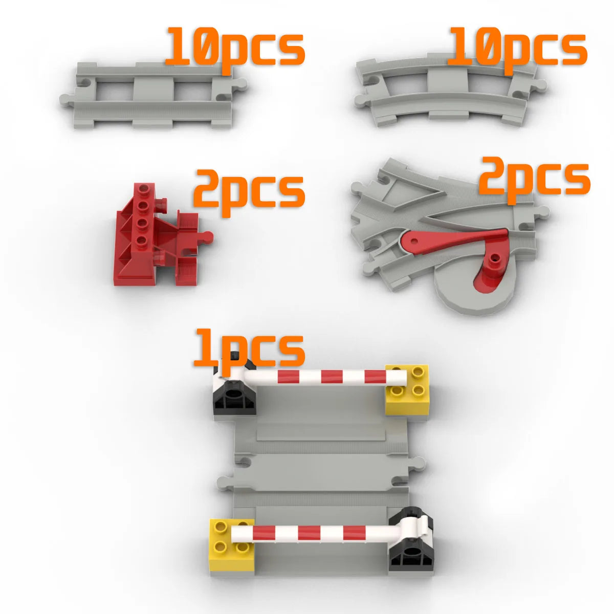 Building Block Light Gray Railroad Track Compatible Duplo Trains Parts kit Platform Curved Track Toy Set