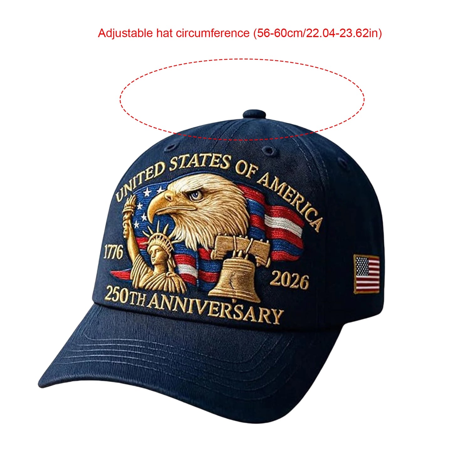 US 250th Anniversary Cap Adjustable Retro Washed Patriotic Cap US 250th Anniversary Tribute Hat Patriotic Baseball Cap for Men and Women