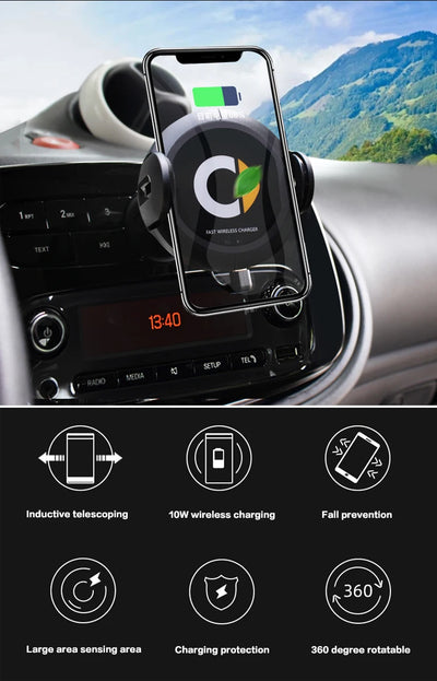 Smart's new 453 451 wireless charger, car phone holder for automatic Wireless charger