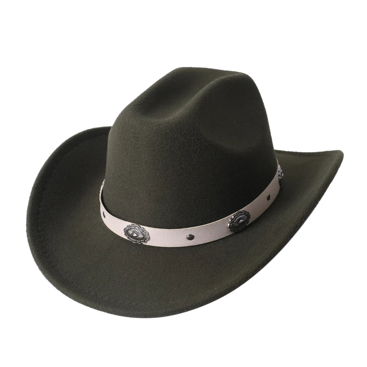 Cowboy Hat Fashion Chic Unisex Solid Color Jazz Hat With Bull Shaped Decor Western Cowboy Hats
